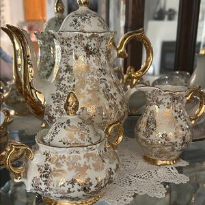 Vintage Mitterteich Bavaria Elegant Gold and White Tea Set